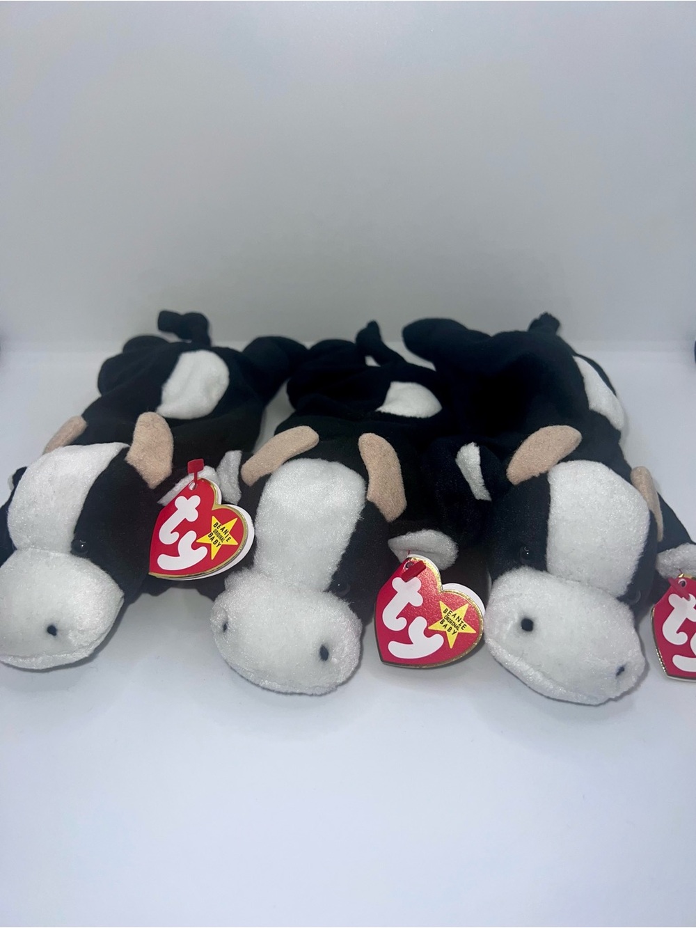 Ty Beanie Babies Daisy The Cow Set Of 3 Plush Toys 1993 Beanbag With Tags